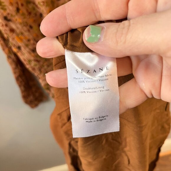 Sézane Womens Abele Midi Dress Long Sleeve 70's Floral Print V-Neck- Sz. US 6‎ - Picture 4 of 7